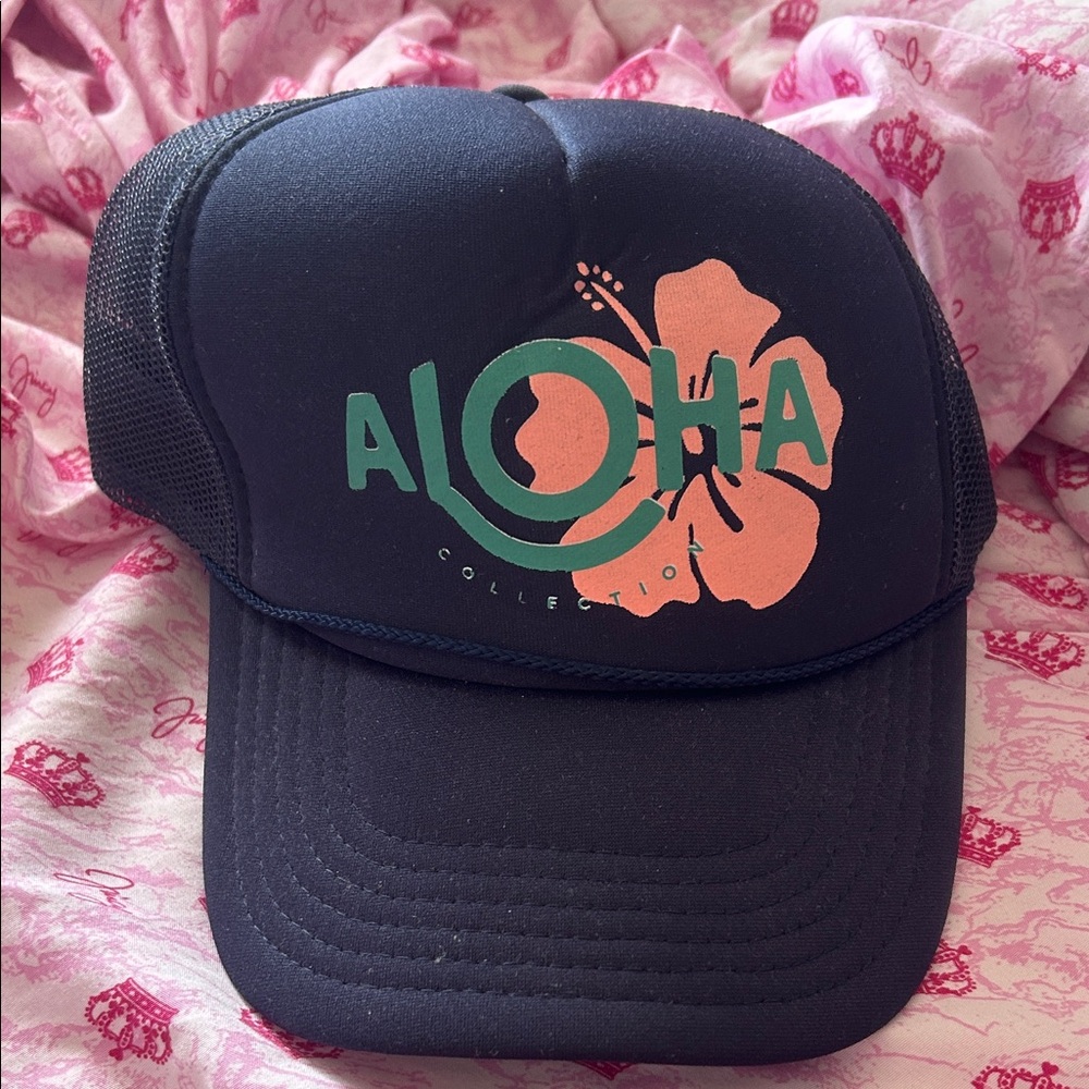 ALOHA Collection Black and Pink Trucker Hat